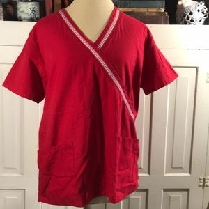 SB SCRUBS red white trim sz m